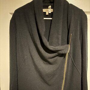 A.B.S. Black sweater. Asymmetrical zip front.